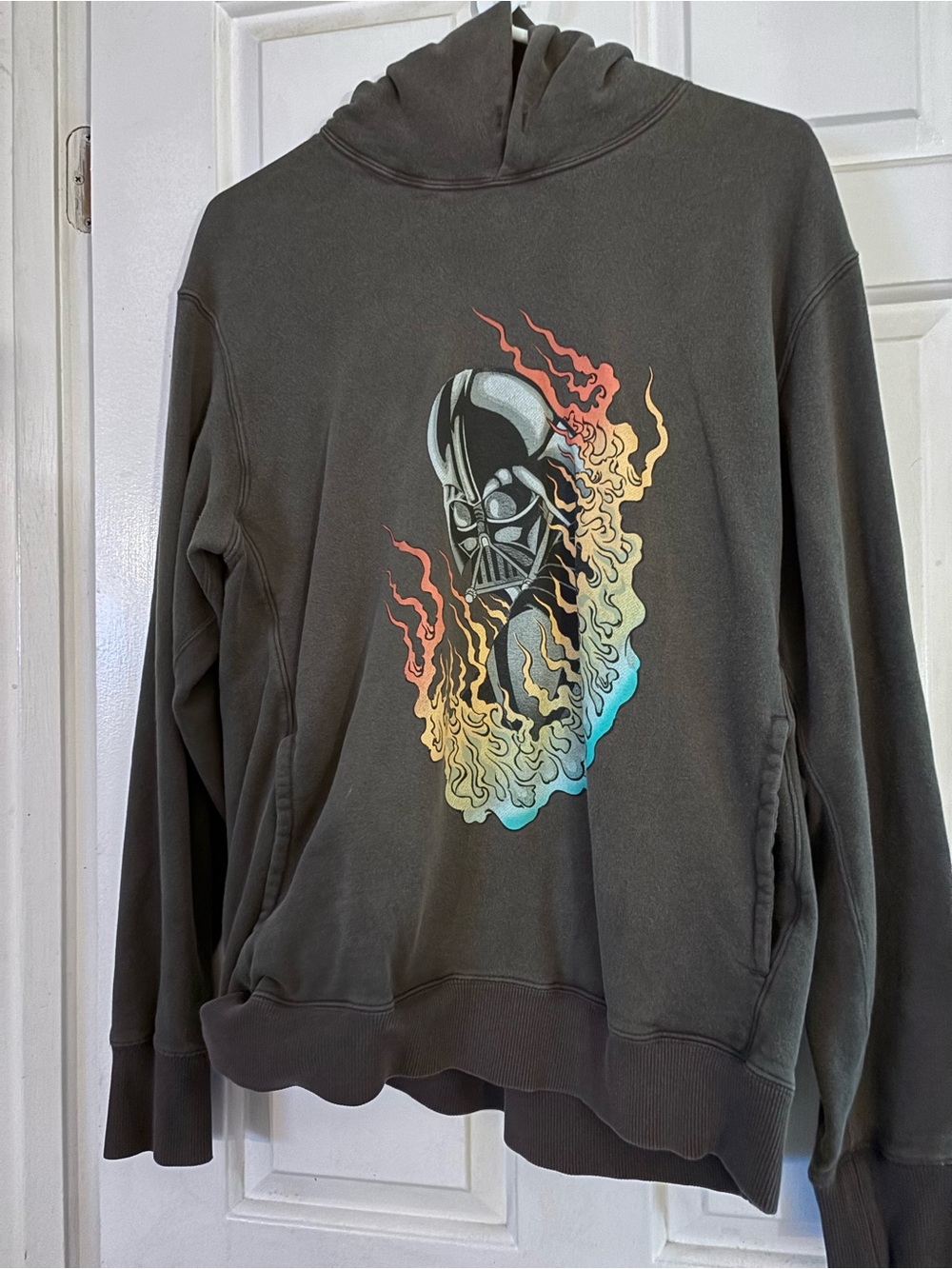 Men's Hooded Sweatshirt with Gradient Flame Graphic -